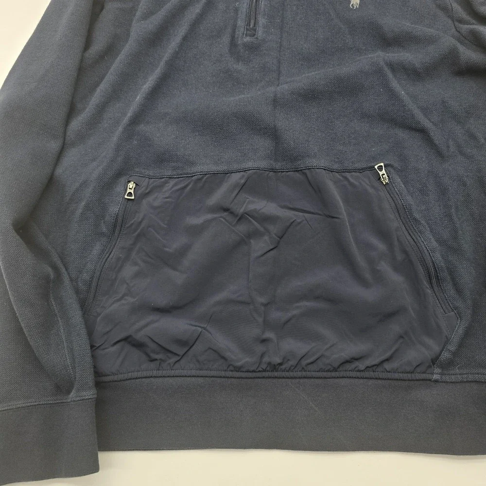 Polo Ralph Lauren Hybrid Quarter Zip Hoodie Mens XXL Aviator Navy Pony Logo
